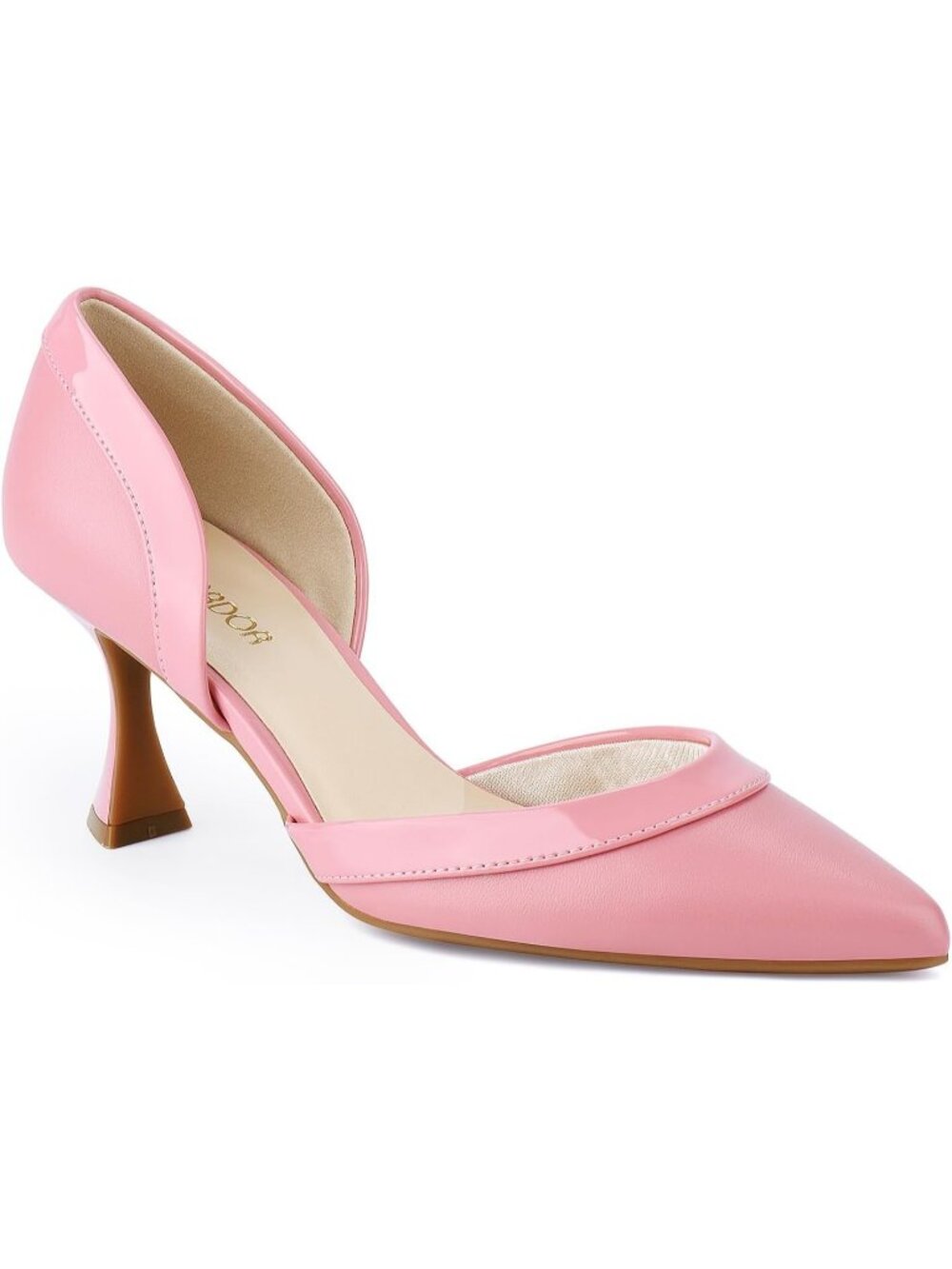 Women's Pink Low Heels Pointed Closed Toe Comfortable Stiletto Party Pumps Shoes